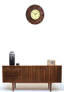 19" Amber Mosaic Wall Clock with Coffee Cement - EK CHIC HOME