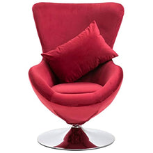 Load image into Gallery viewer, Swivel Egg Chair with Cushion Velvet French Armchair Red - EK CHIC HOME