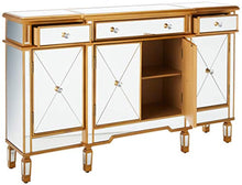 Load image into Gallery viewer, 3-Drawers 4-Doors Gold and Mirror Console - EK CHIC HOME