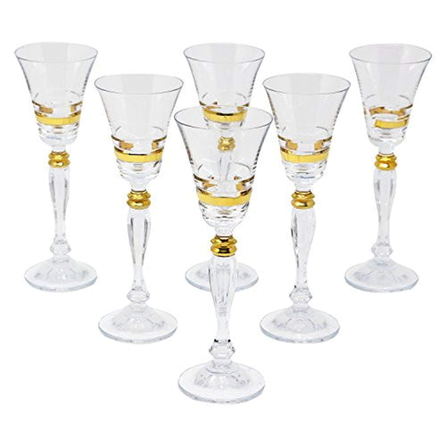 Crystal  Luxury Crystal Liquor Glasses (Set of 6)Gold - EK CHIC HOME