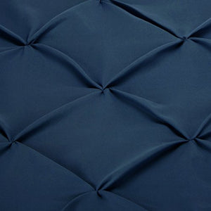 Pinch Pleat Comforter Set - Full/Queen Navy Blue - EK CHIC HOME