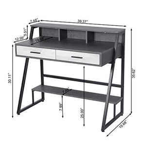 Modern Computer Laptop Desk Home Office Desk with Two Drawers - EK CHIC HOME
