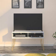 Load image into Gallery viewer, Hairpin Marble/Gold TV Stand, White - EK CHIC HOME