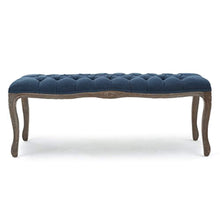 Load image into Gallery viewer, Tassette Tufted Royal Blue Fabric Bench - EK CHIC HOME