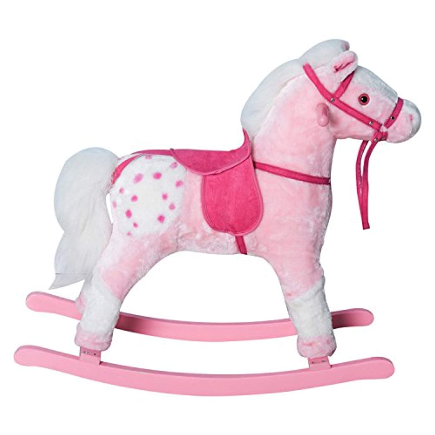 Pony Rocking Toy Kids Plush Toy Rocking Horse Pony with Realistic Sounds - Pink