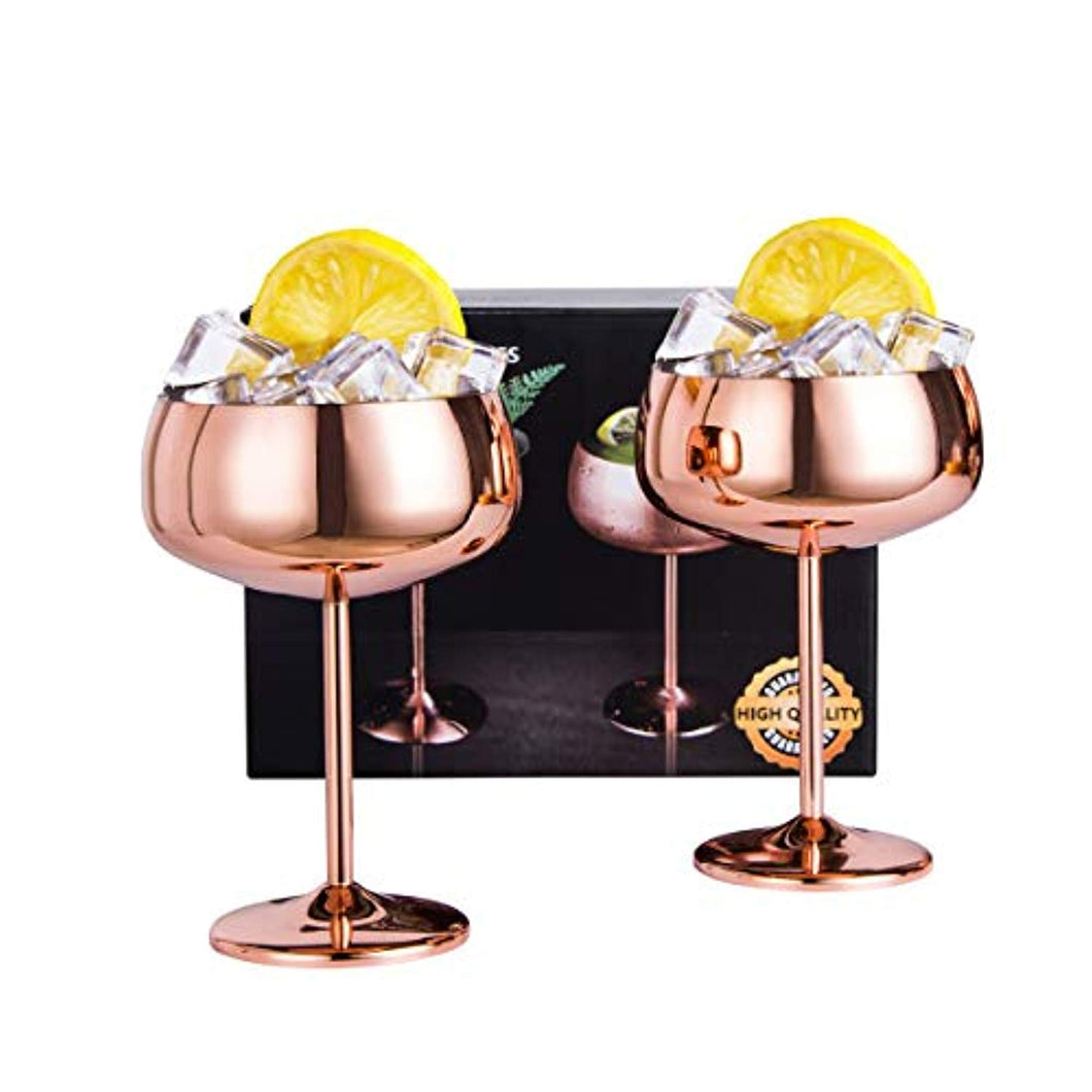 Copper Coupe Champagne Glasses Set of 2 Stainless Steel - EK CHIC HOME