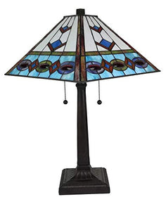 Tiffany Style Multi-Color Mission Table Lamp 22 Inches Tall - EK CHIC HOME