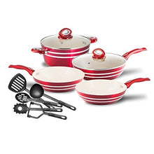 Load image into Gallery viewer, Nonstick Pots and Pans Set Professional Grade 11 Piece Red and Cream - EK CHIC HOME