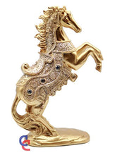 Load image into Gallery viewer, Crystal 10.5 Inch Stallion  Brass Color Horse Standing Statue - EK CHIC HOME