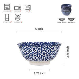 Porcelain Bowls Set - Set of 6, ceramic bowls Gift Pack - EK CHIC HOME