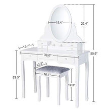 Load image into Gallery viewer, r Vanity Table Set with 7 Drawers and 1 Removable Organizer - EK CHIC HOME