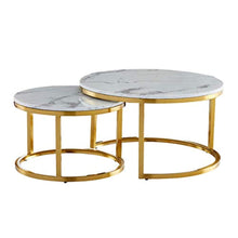 Load image into Gallery viewer, Nesting Coffee End Tables - Gold and White - EK CHIC HOME