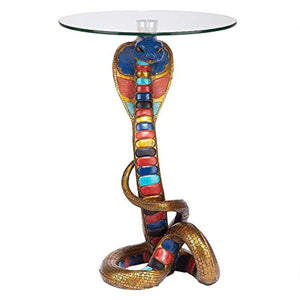 Renenutet Egyptian Cobra Snake Goddess Side End Table, 24 Inch - EK CHIC HOME