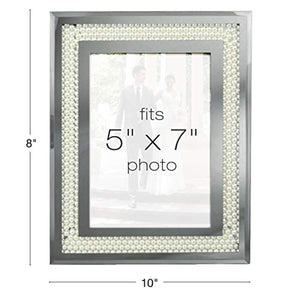 Glass Mirror Picture Photo Frame with Accent Pearl Border - EK CHIC HOME