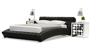Adonis Black Tufted Leather Platform Bed - EK CHIC HOME