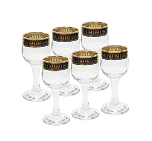 Italian Crystal 2.5 Oz Liquor Sherry Vodka Glasses, 24K Gold Rim - EK CHIC HOME