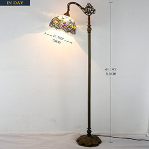 Tiffany  Floor Lamp Stained Glass Lotus Lampshade in 64 Inch Tall Antique Arched Base - EK CHIC HOME