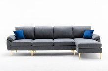 Load image into Gallery viewer, 110.23&quot; Wide Linen Blend Modern Reversible Sofa &amp; Chaise-Gray - EK CHIC HOME