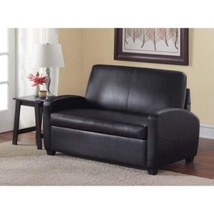 CHIC Sofa Sleeper Black Convertible Couch Leather Bed Mattress (54", Black) - EK CHIC HOME