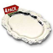 Load image into Gallery viewer, (Pack of 4) 1Floral Shape Antique Decorative Style Mirrored Tray - EK CHIC HOME