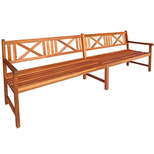 Outdoor Garden Bench,4-Persons Seats with 2 Comfortable Armrests 94.5“ Solid Acacia Wood - EK CHIC HOME