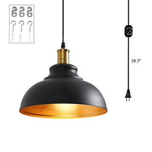 1-Light Plug in Pendant Light with Dimmer Switch in Line - EK CHIC HOME