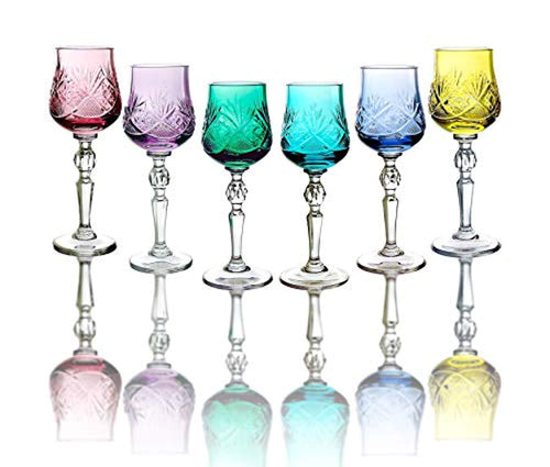 Handmade Crystal Cordial Shot Glasses- Set of 6 - EK CHIC HOME