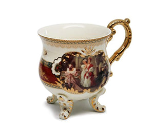 Royalty Porcelain 10-Piece Antique RED Vintage Dining Tea Cup Set, Hand-Painted, 24K Gold - EK CHIC HOME