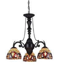 Load image into Gallery viewer, Serenity Tiffany-Style Victorian 3-Light Mini Chandelier, 25.8 x 20.5 x 20.5&quot;, Bronze - EK CHIC HOME