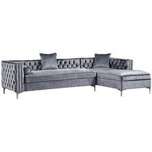 Load image into Gallery viewer, CHIC Brika Home 115&quot; Velvet Tufted Right Facing Sectional in Gray - EK CHIC HOME