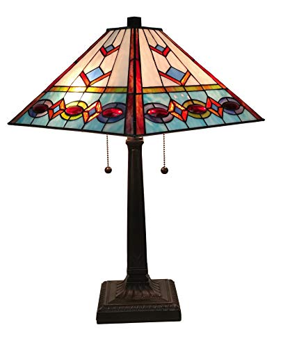Tiffany Style Multi-Color Mission Table Lamp 22 Inches Tall - EK CHIC HOME