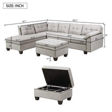 Load image into Gallery viewer, Sectional Left Chaise Lounge, 6 Pillows, Storage Ottoman and Nail Head - EK CHIC HOME