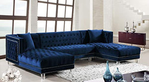 Contemporary Velvet Upholstered 3 Piece Sectional with Deep Button Tufting - EK CHIC HOME