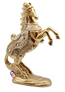 Crystal 10.5 Inch Stallion  Brass Color Horse Standing Statue - EK CHIC HOME