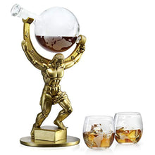 Load image into Gallery viewer, Atalas Bronze World Globe Whiskey Decanter - 15&quot; Tall - With 2 World Glasses - EK CHIC HOME