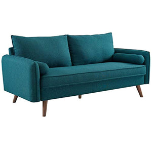 Contemporary Modern Fabric Upholstered Sofa In Teal - EK CHIC HOME