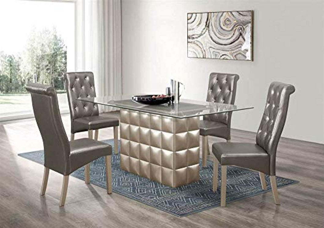 Dining Table with Champagne Base in Metallic Gray - EK CHIC HOME