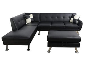 CHIC Fine Sectional Sofa Set, Black - EK CHIC HOME