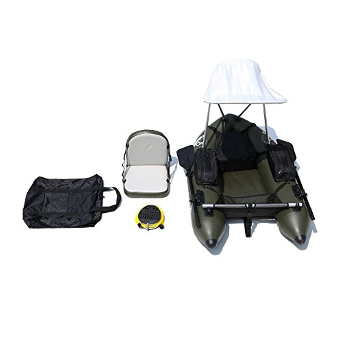 Fishing Inflatable Tube Boat with Detachable Seat and Awning Canopy Wa