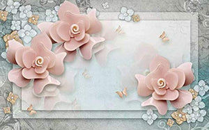 Floral Wallpaper Pink Rose Wall Mural Luxury Home Decor - EK CHIC HOME