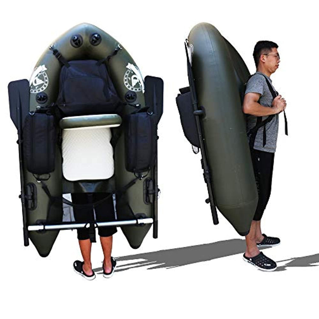 Fishing Inflatable Tube Boat with Detachable Seat and Awning Canopy Water Inflatable Rafts - EK CHIC HOME