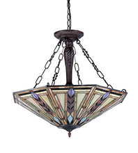 Load image into Gallery viewer, Moasic Tiffany-style Mission 3 Light Inverted Ceiling Pendant Fixture 25-Inch Shade - EK CHIC HOME