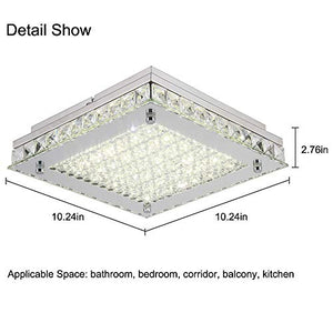 Dimmable LED Ceiling Lights, 10inch Glass Shade Crystal Flush Mount Ceiling Light - EK CHIC HOME