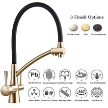 Load image into Gallery viewer, Gold Kitchen Sink Faucet - Dual Handle - Water Filter Purifier - EK CHIC HOME