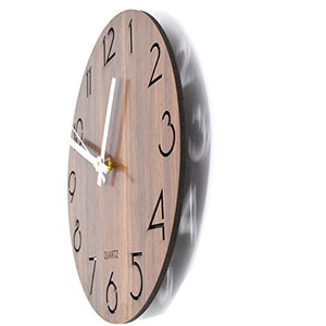 12" Vintage Numeral Design Tuscan Style Wooden Decorative Round Wall Clock - EK CHIC HOME