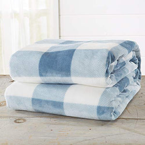 Super Soft Plaid Buffalo Check Velvet Plush Bed Blanket - EK CHIC HOME