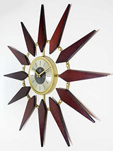 Load image into Gallery viewer, Orion 30 Inch Walnut Mid-Century Modern Starburst Wall Clock - EK CHIC HOME