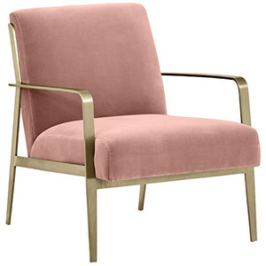 Velvet Brass Arm Accent Chair Dark Pink - EK CHIC HOME