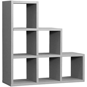 Sorbus Floating Shelf — Floating Shelf Stepped 6 Cubby — Stair Wall Shelf with 6 Openings - EK CHIC HOME