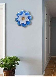 Blue Metal Flower Wall Decor - Wall Sculptures(13.5" Blue) - EK CHIC HOME